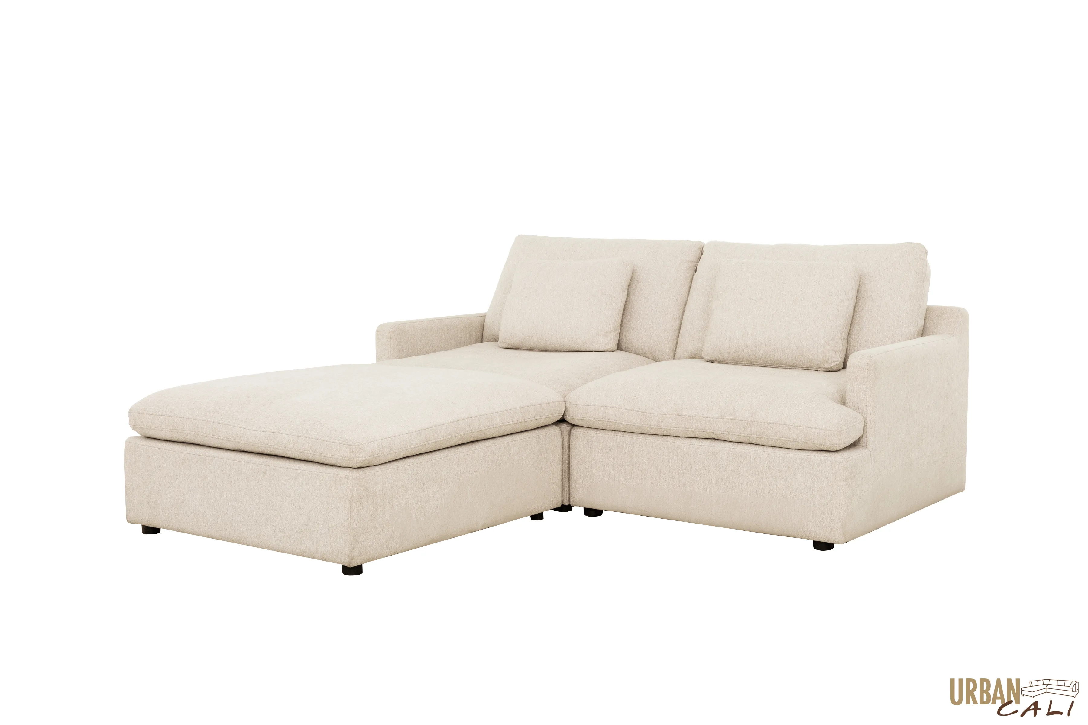 Long Beach Small Modular Sectional Sofa with Ottoman in Axel Beige