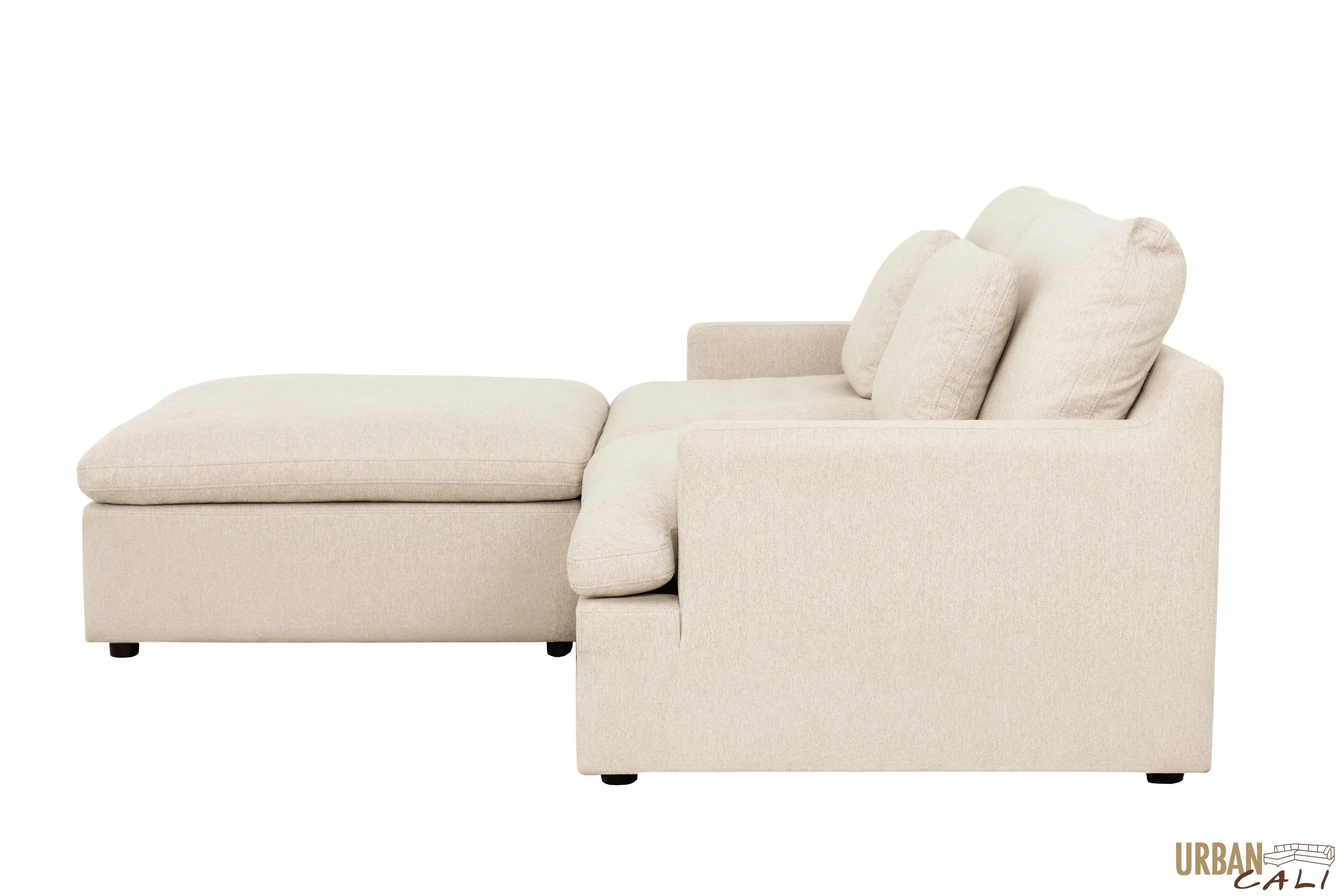 Long Beach Small Modular Sectional Sofa with Ottoman in Axel Beige