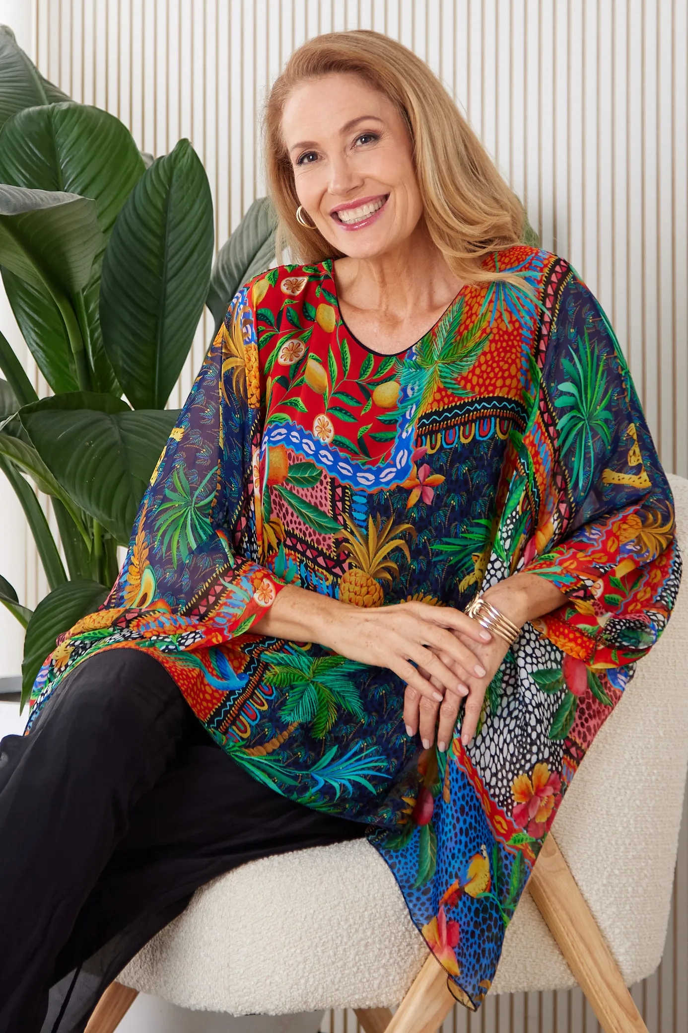 Luciana Silk Top - Tropicana