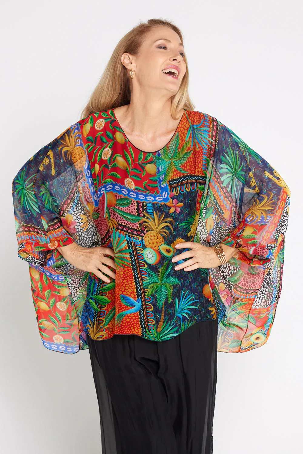 Luciana Silk Top - Tropicana