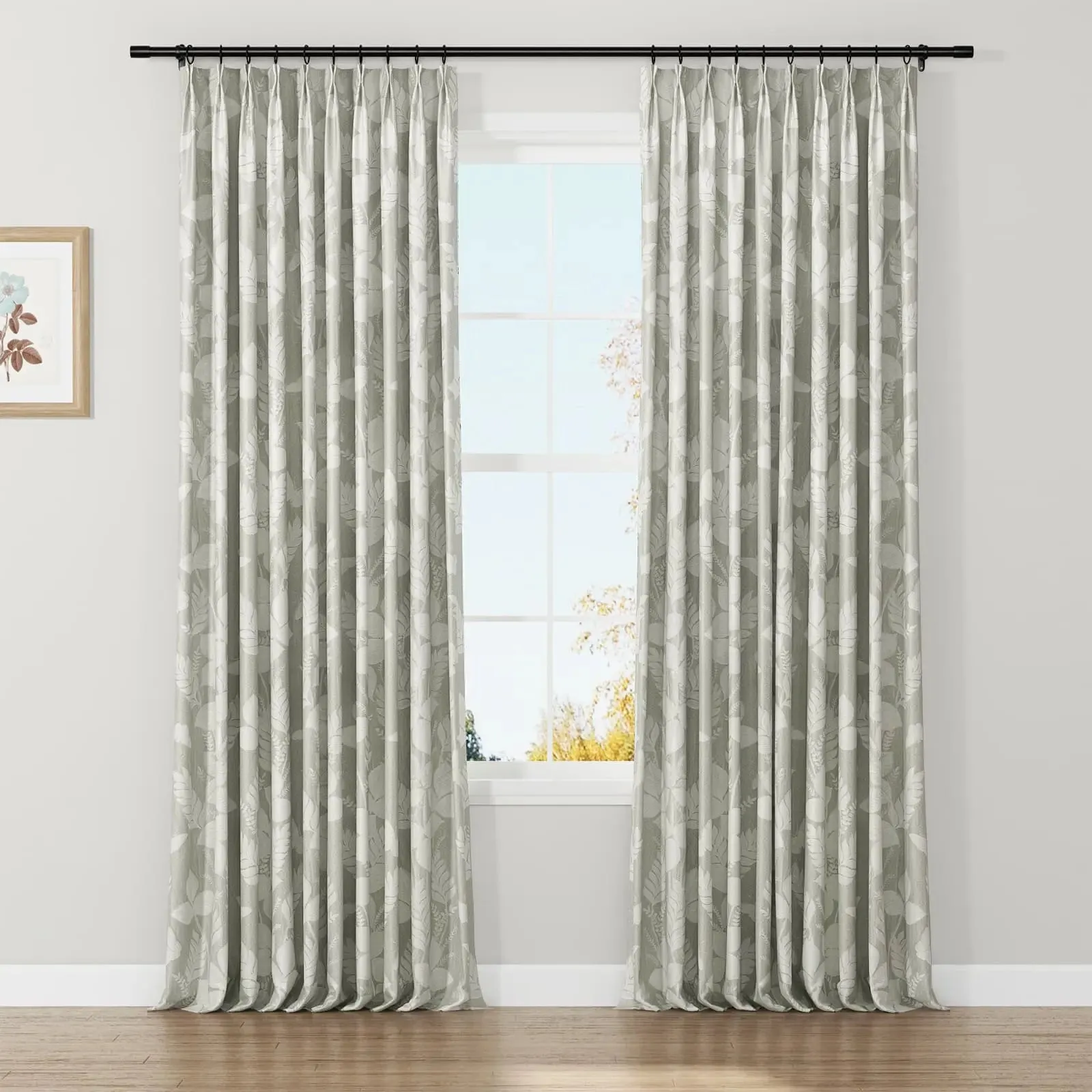 Lydia Foliage Jacquard Curtain Pleated