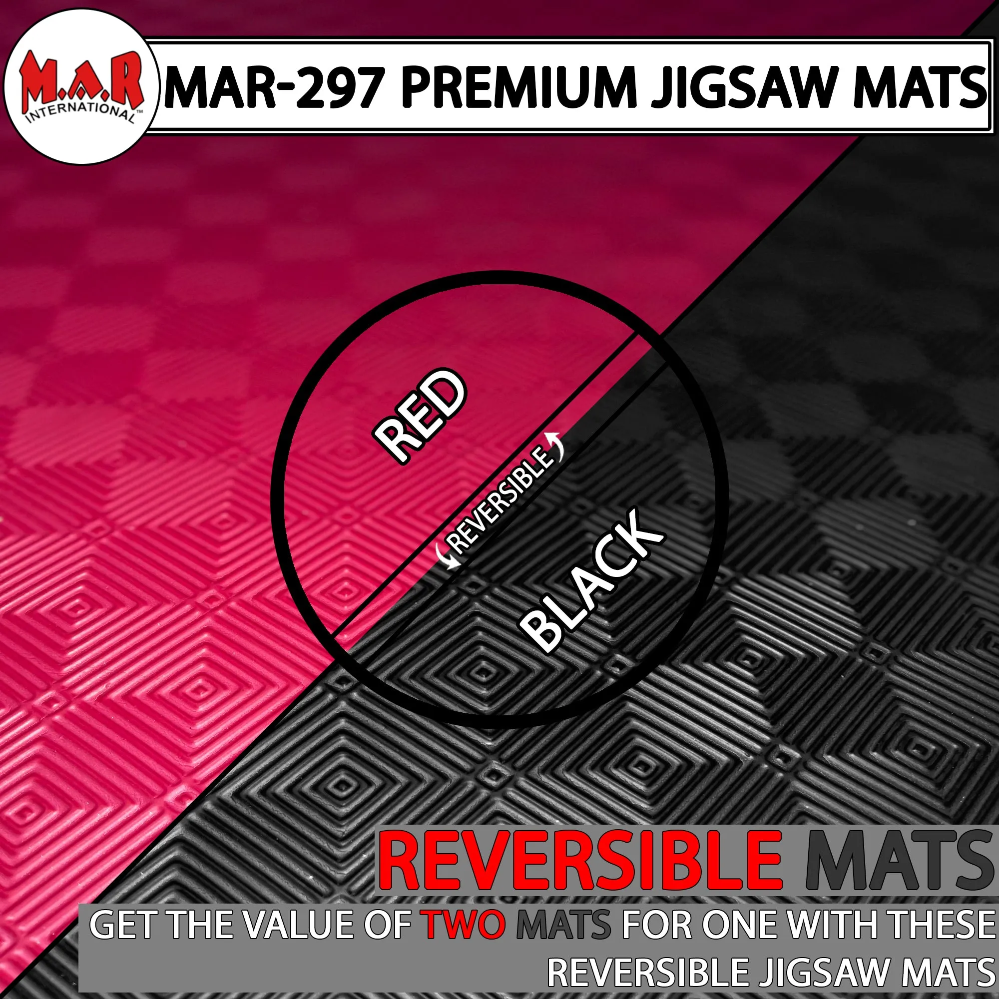 MAR-297B | Red/Black Jigsaw Floor Mats (40mm [1m x 1m] Square)