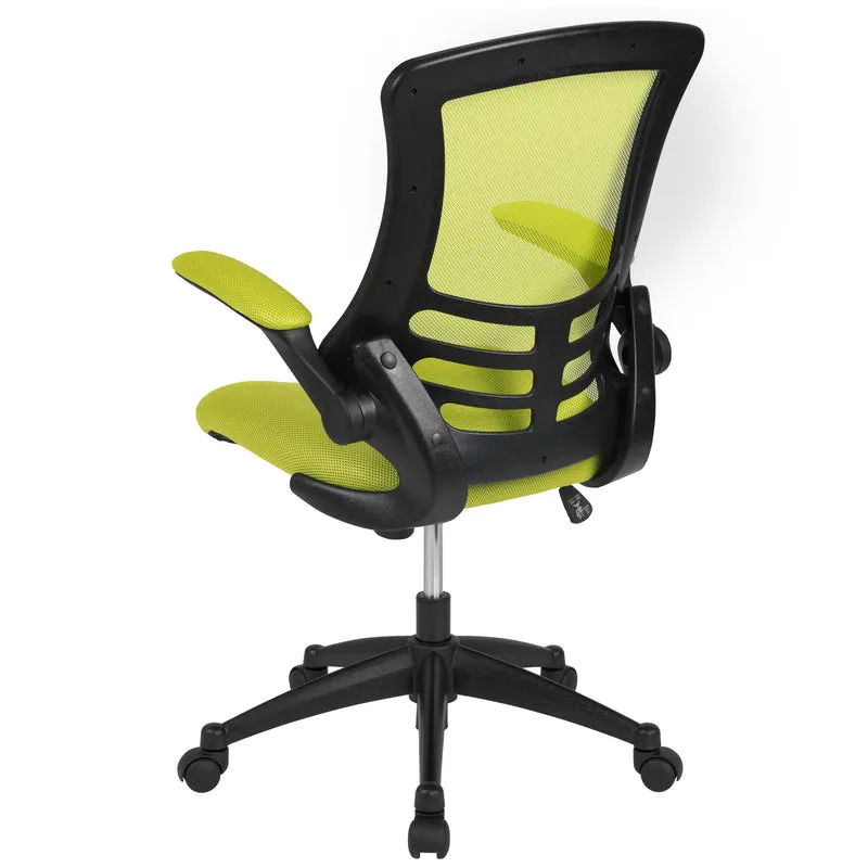 Mid-Back Blue Mesh Swivel Ergonomic Task Office Chair with Flip-Up Arms