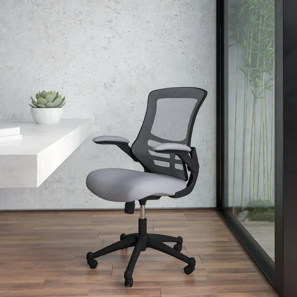 Mid-Back Blue Mesh Swivel Ergonomic Task Office Chair with Flip-Up Arms