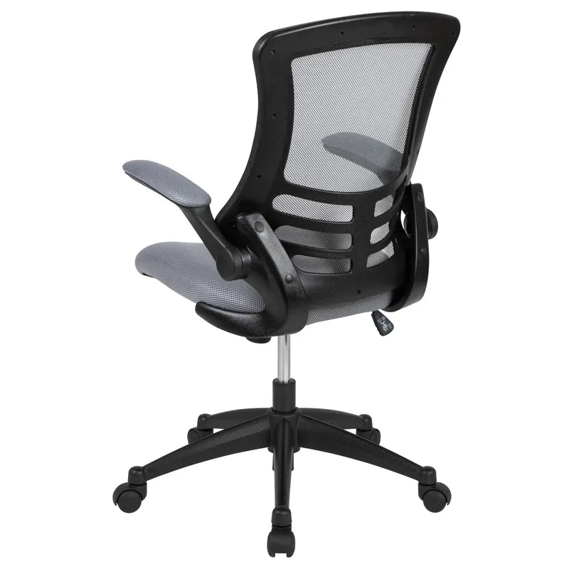 Mid-Back Blue Mesh Swivel Ergonomic Task Office Chair with Flip-Up Arms