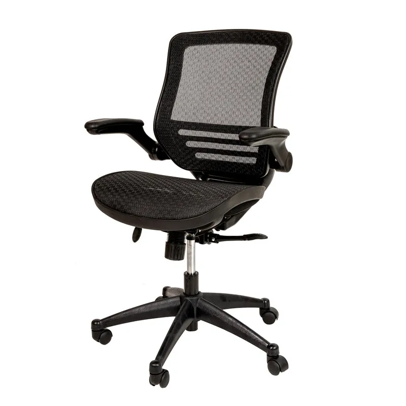 Mid-Back Transparent Black Mesh Executive Swivel Office Chair with Flip-Up Arms