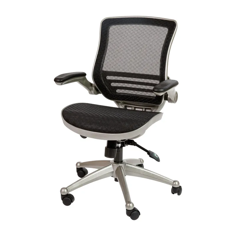 Mid-Back Transparent Black Mesh Executive Swivel Office Chair with Flip-Up Arms