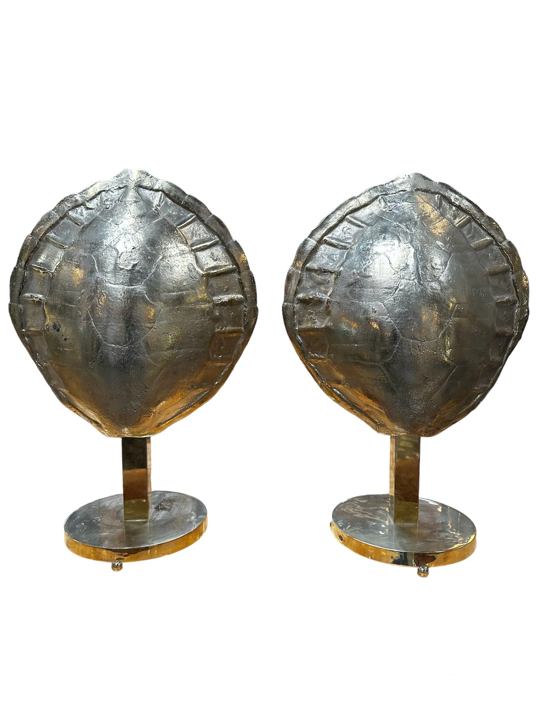 Mid century Italian Fully Brass Shell Table Lamps 1960s