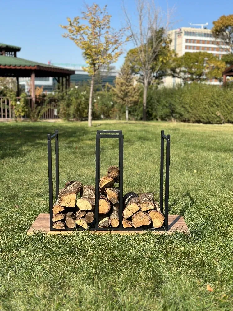 Minimalist Metal Log With Kindling Holder