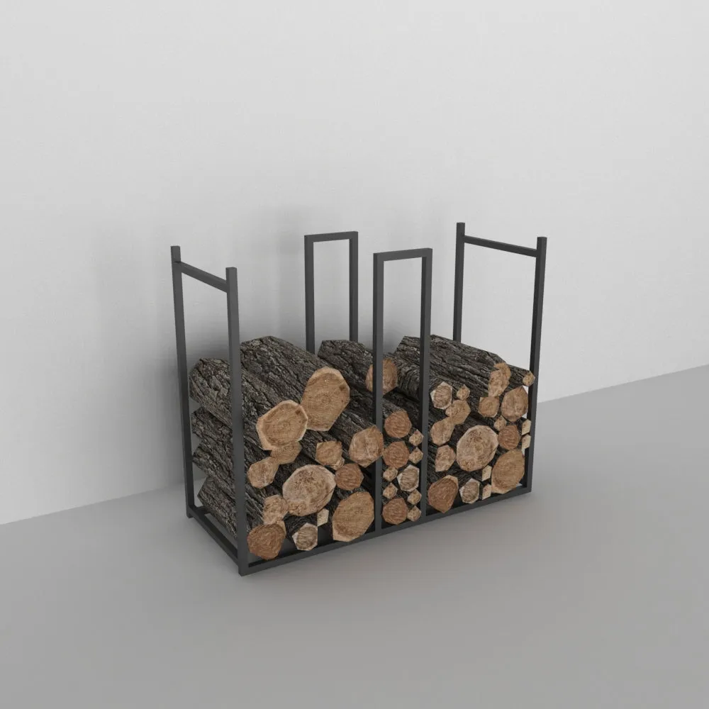 Minimalist Metal Log With Kindling Holder