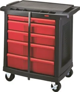 Mobile Work Center Black 5 Drawer