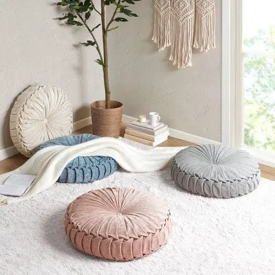 New - 22" Oversize Lorissa Poly Chenille Round Floor Pillow Ivory - Intelligent Design