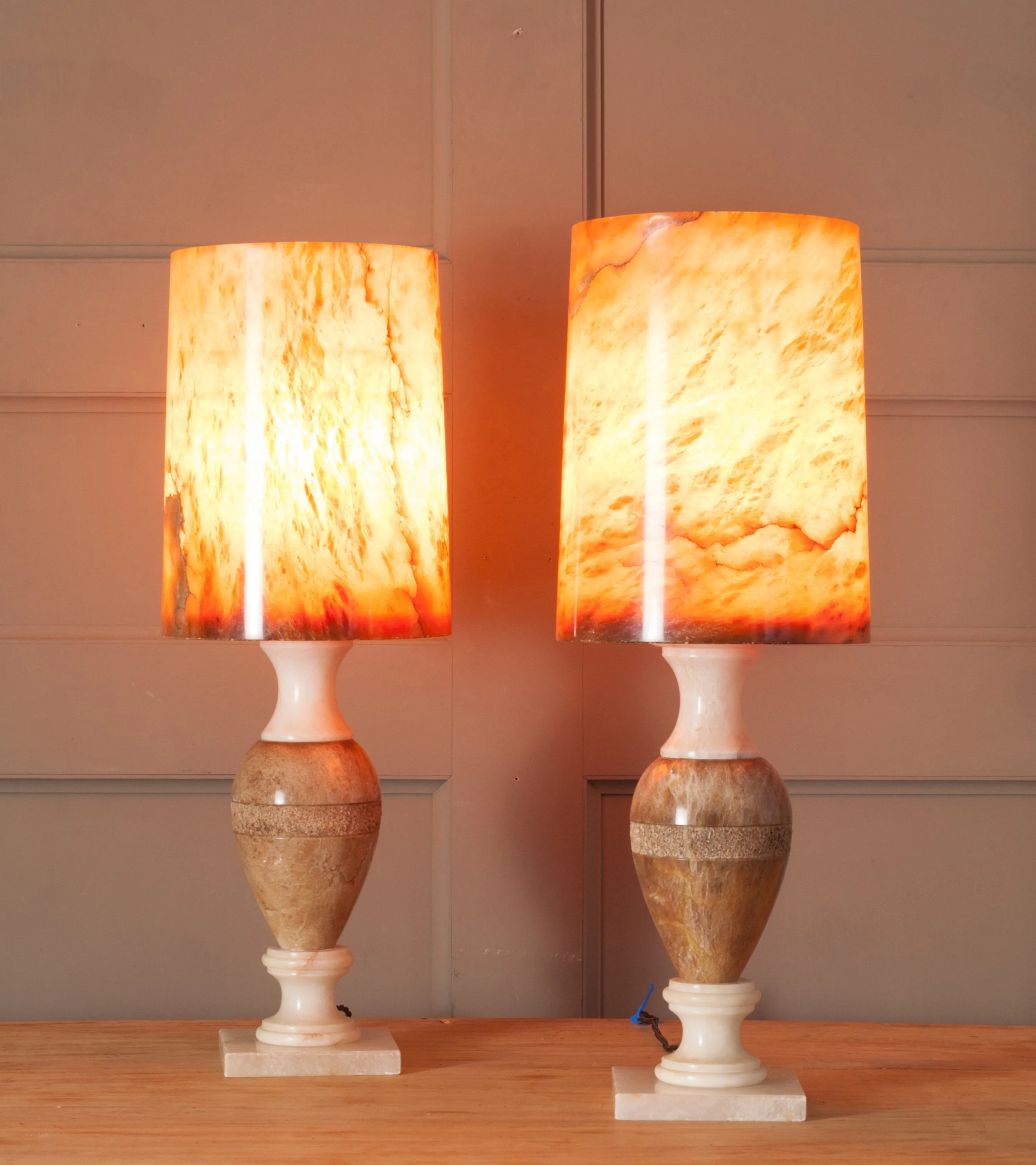 Pair of Alabaster Table Lamps