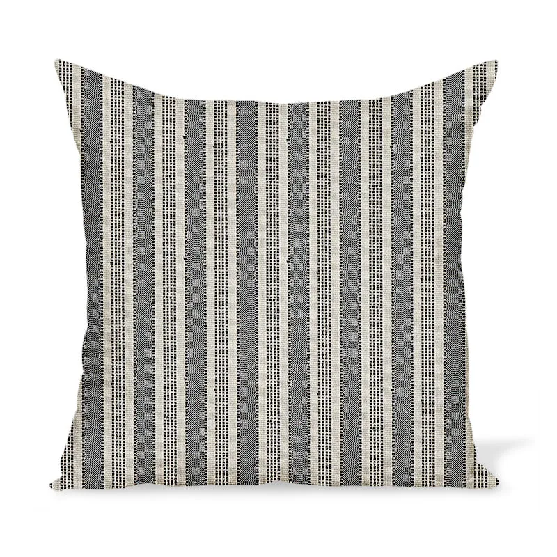 Peter Dunham Textiles Outdoor Amida in Charcoal on Natural Pillow