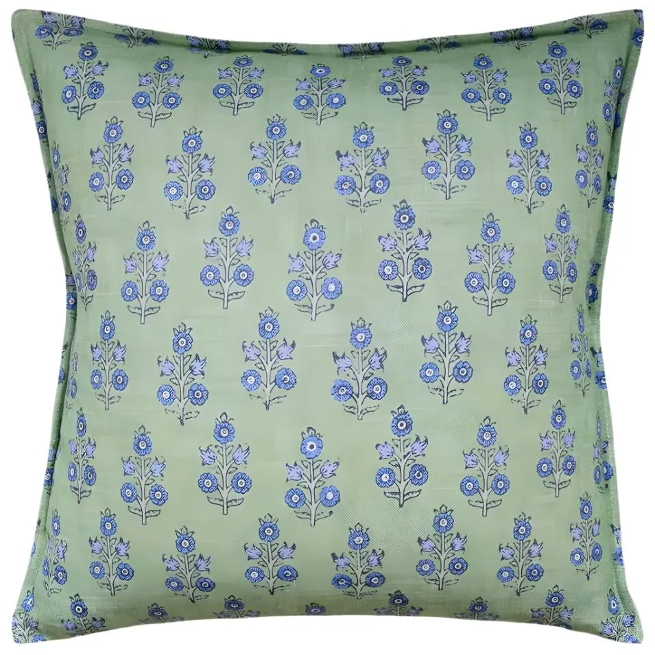 Poppy Sprig Green/Blue Decorative Pillow by Ryan Studio