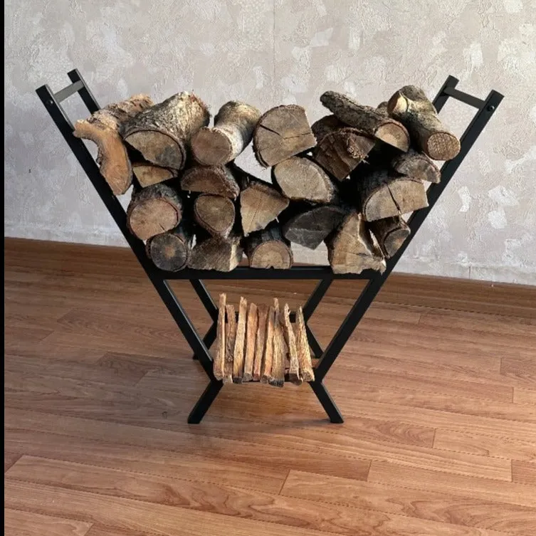 Portable V Shaped Metal Wood Rack