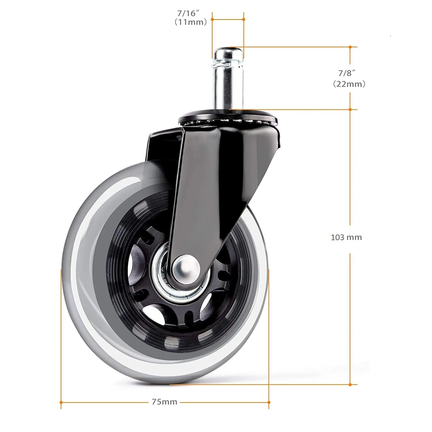 Rubber Casters for Dayton Stool