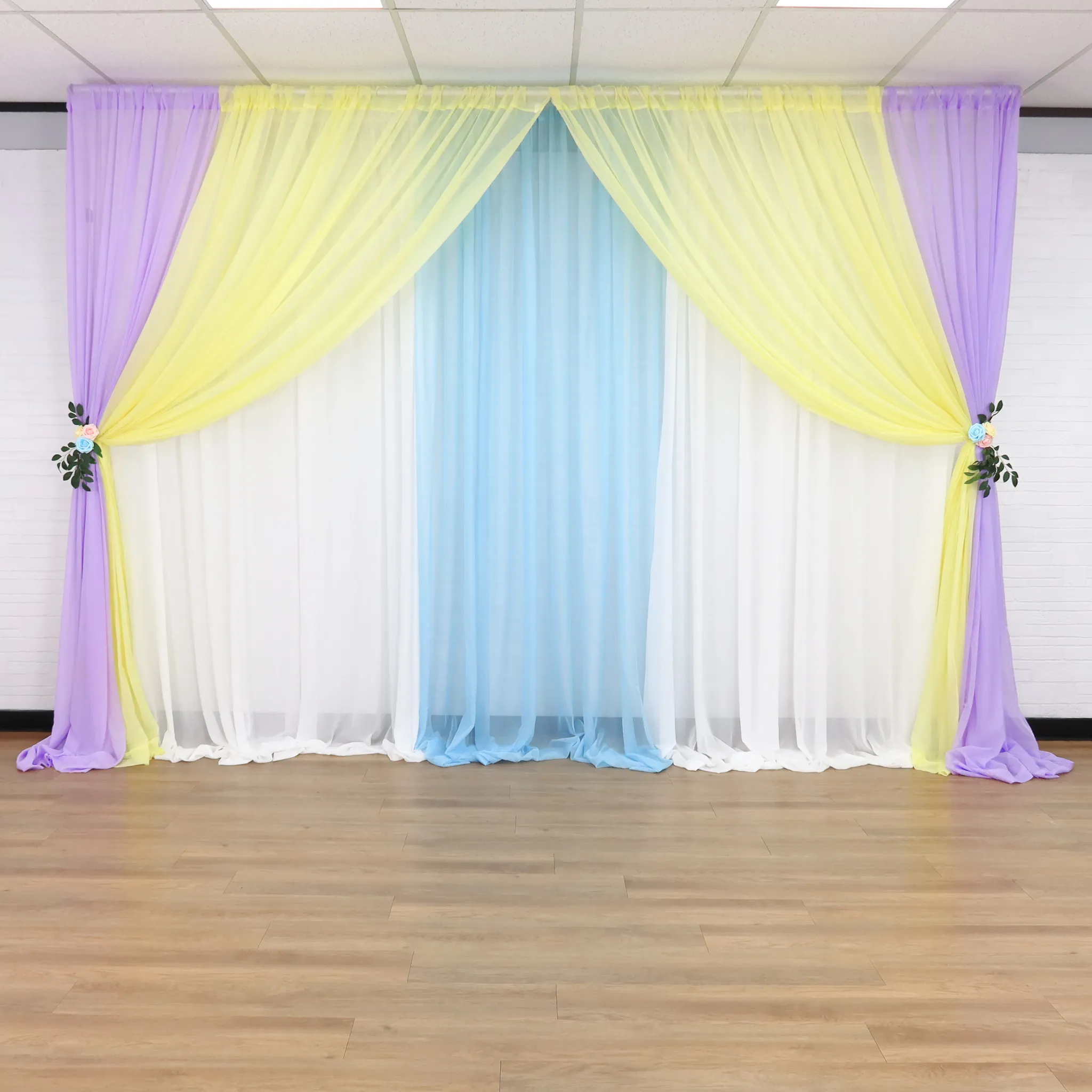 Sheer Voile Flame Retardant (FR) 10ft H x 118" W Drape/Backdrop Curtain Panel - Lavender