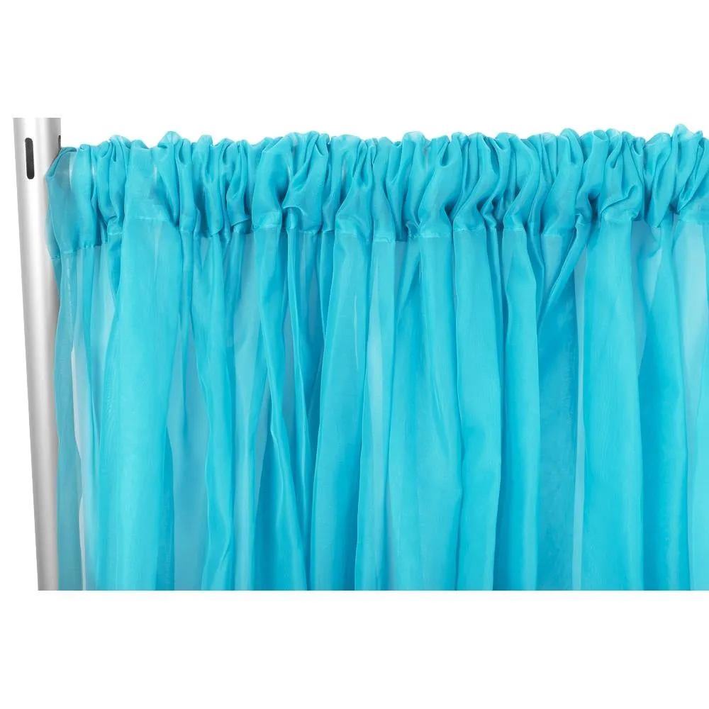 Sheer Voile Flame Retardant (FR) 12ft H x 118" W Drape/Backdrop Curtain Panel - Aqua Blue