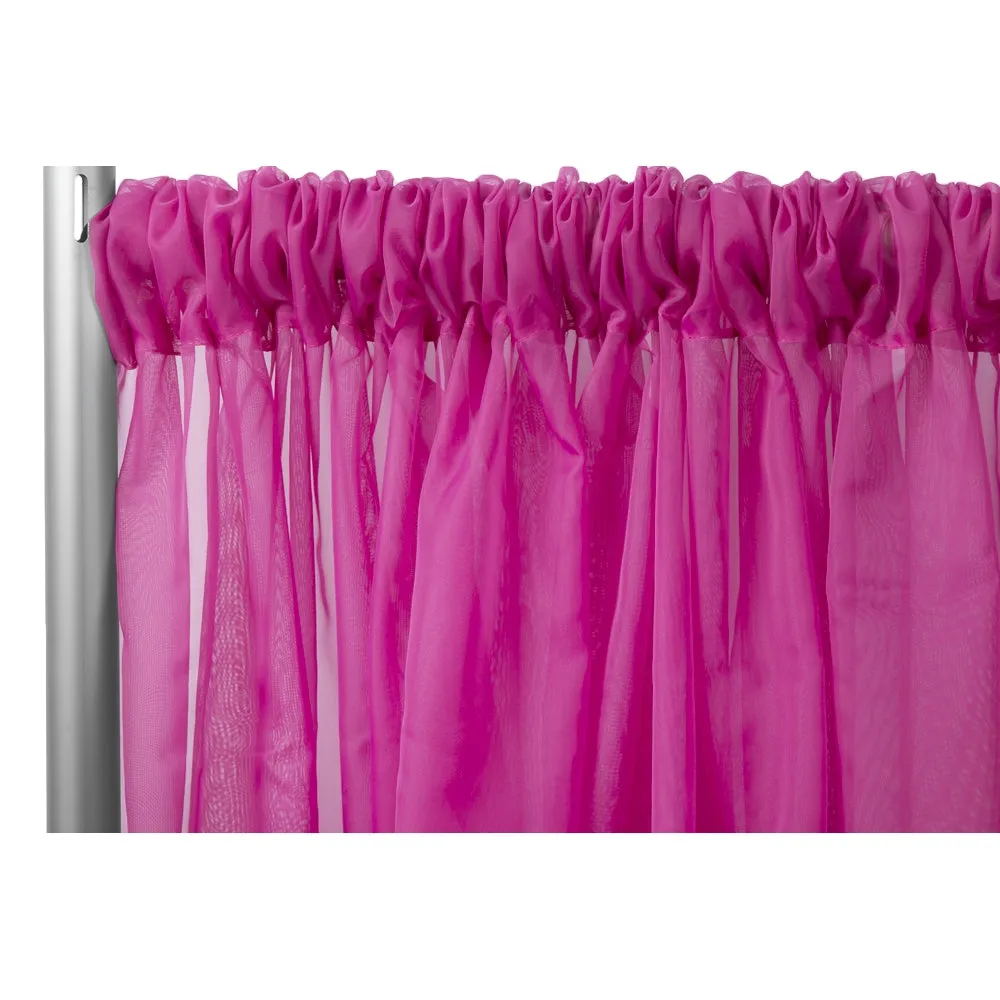 Sheer Voile Flame Retardant (FR) 12ft H x 118" W Drape/Backdrop Curtain Panel - Fuchsia