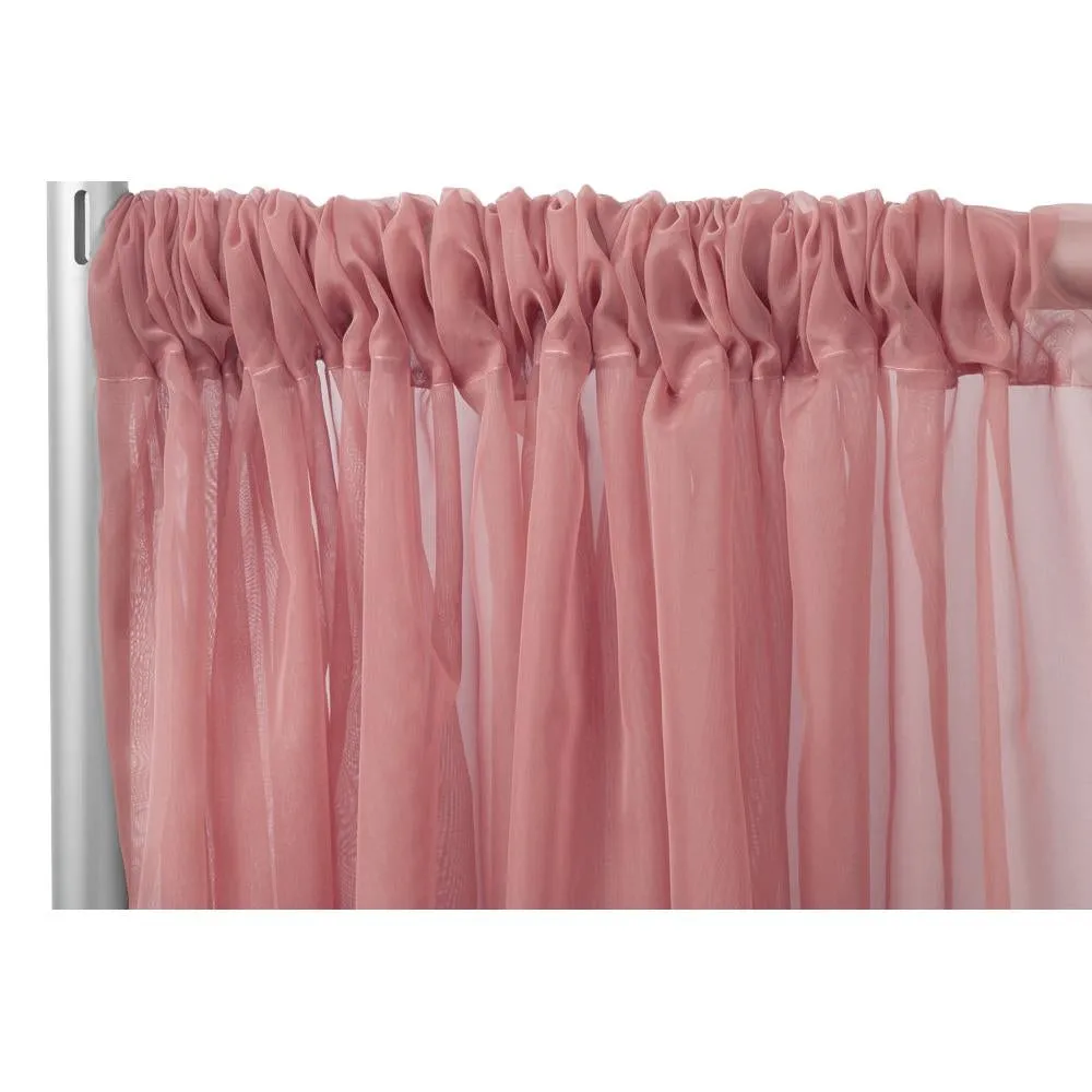 Sheer Voile Flame Retardant (FR) 14ft H x 118" W Drape/Backdrop Curtain Panel - Dusty Rose/Mauve