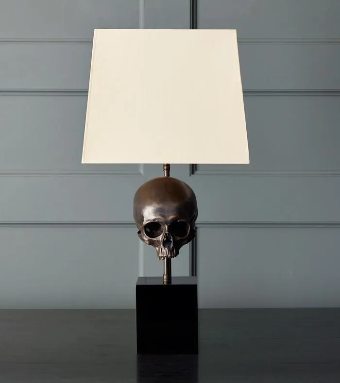 Skull Table Lamp, Bronze