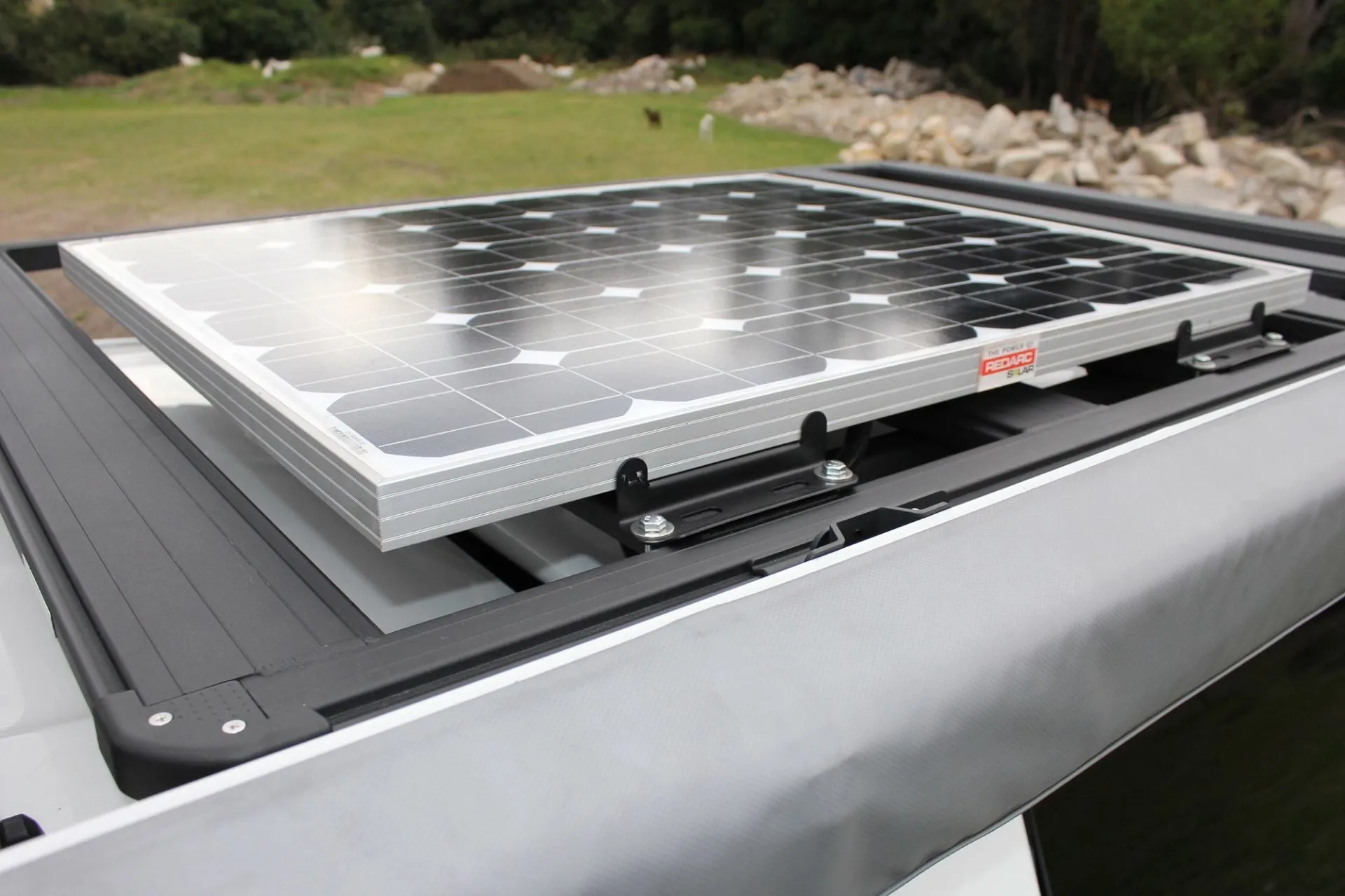 SOLAR PANEL BRACKET TO SUIT ARB BASE RACKS AND RHINO-RACK STEEL MESH SYSTEMS