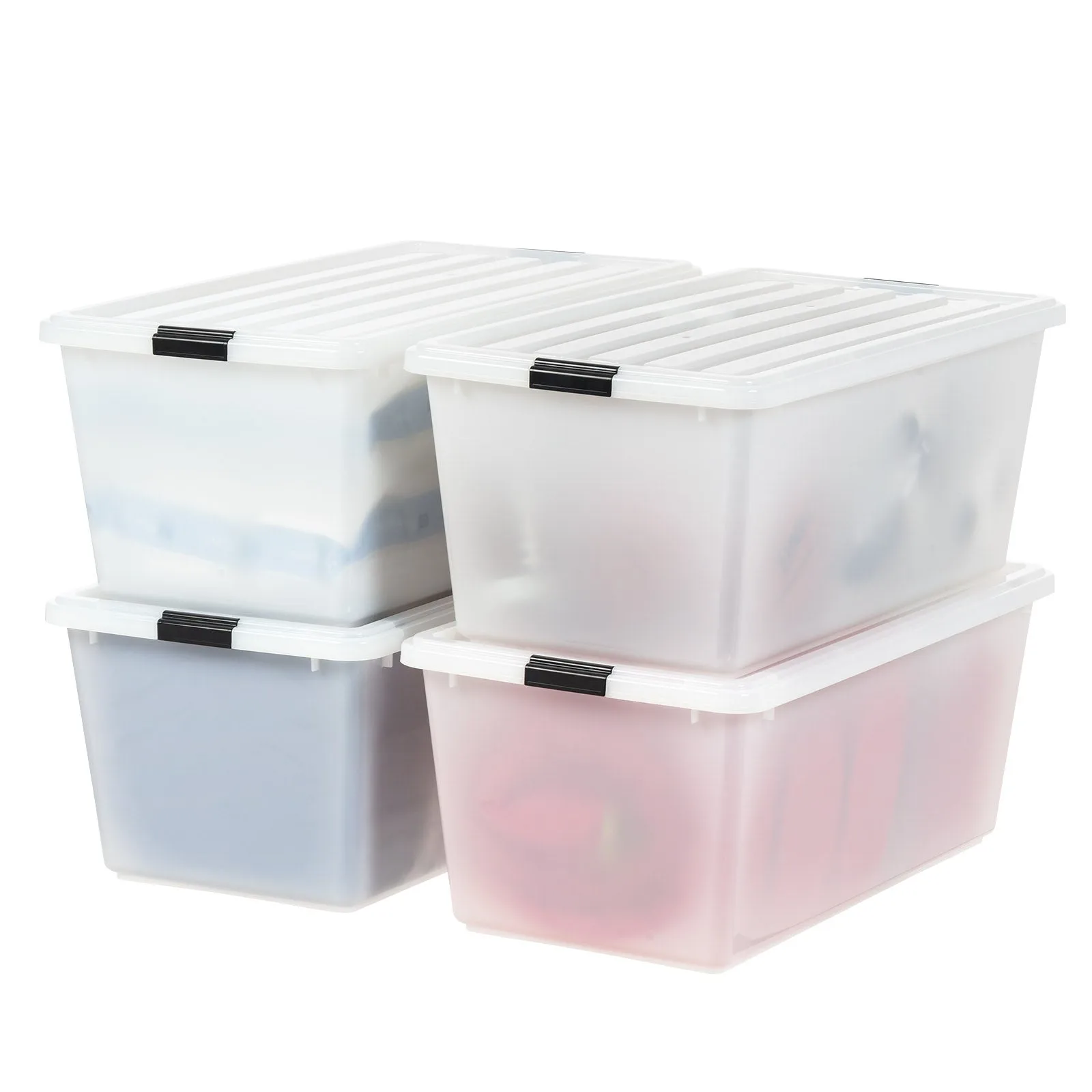 Stackable Buckle Down Storage Box - 91 QT 4 Pack