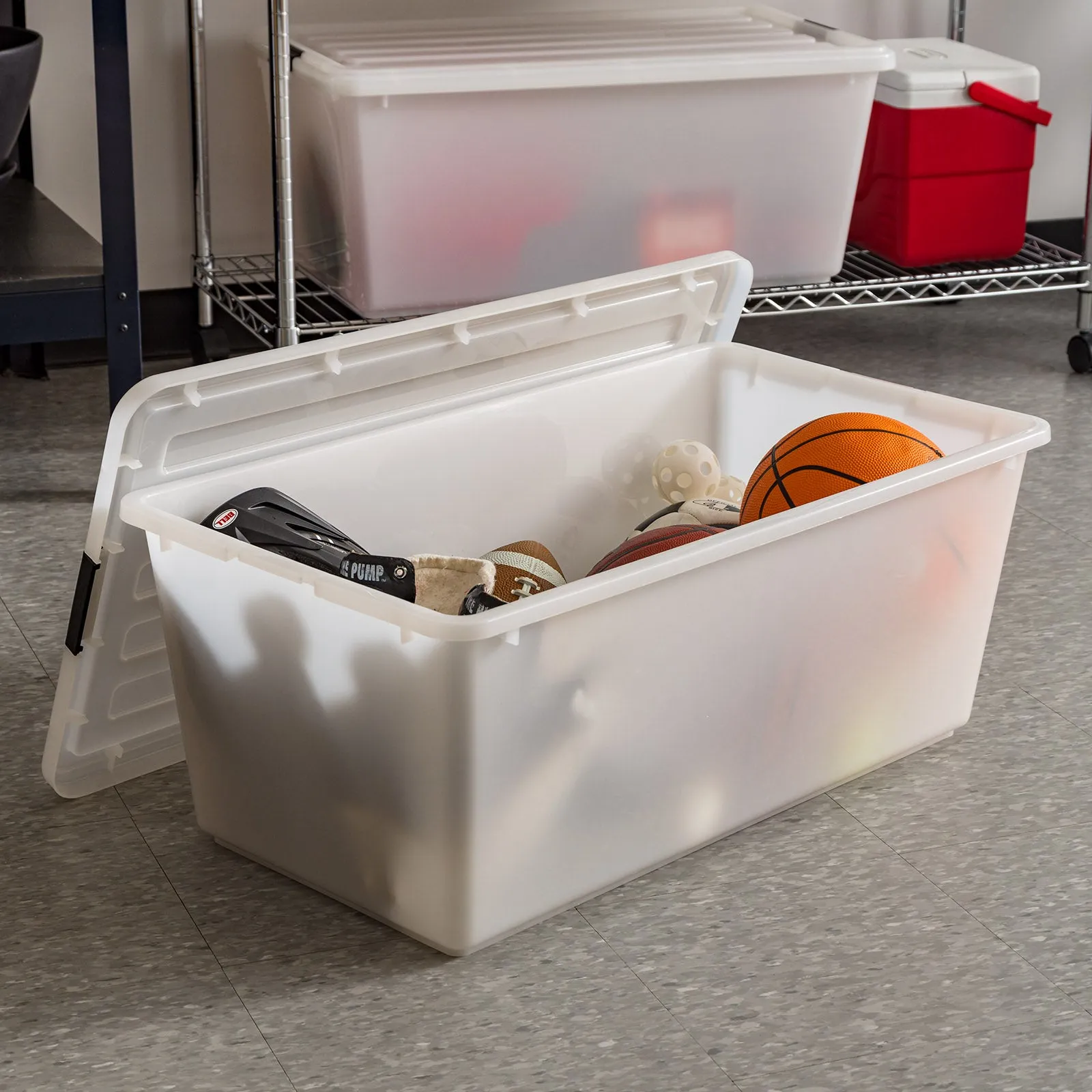 Stackable Buckle Down Storage Box - 91 QT 4 Pack