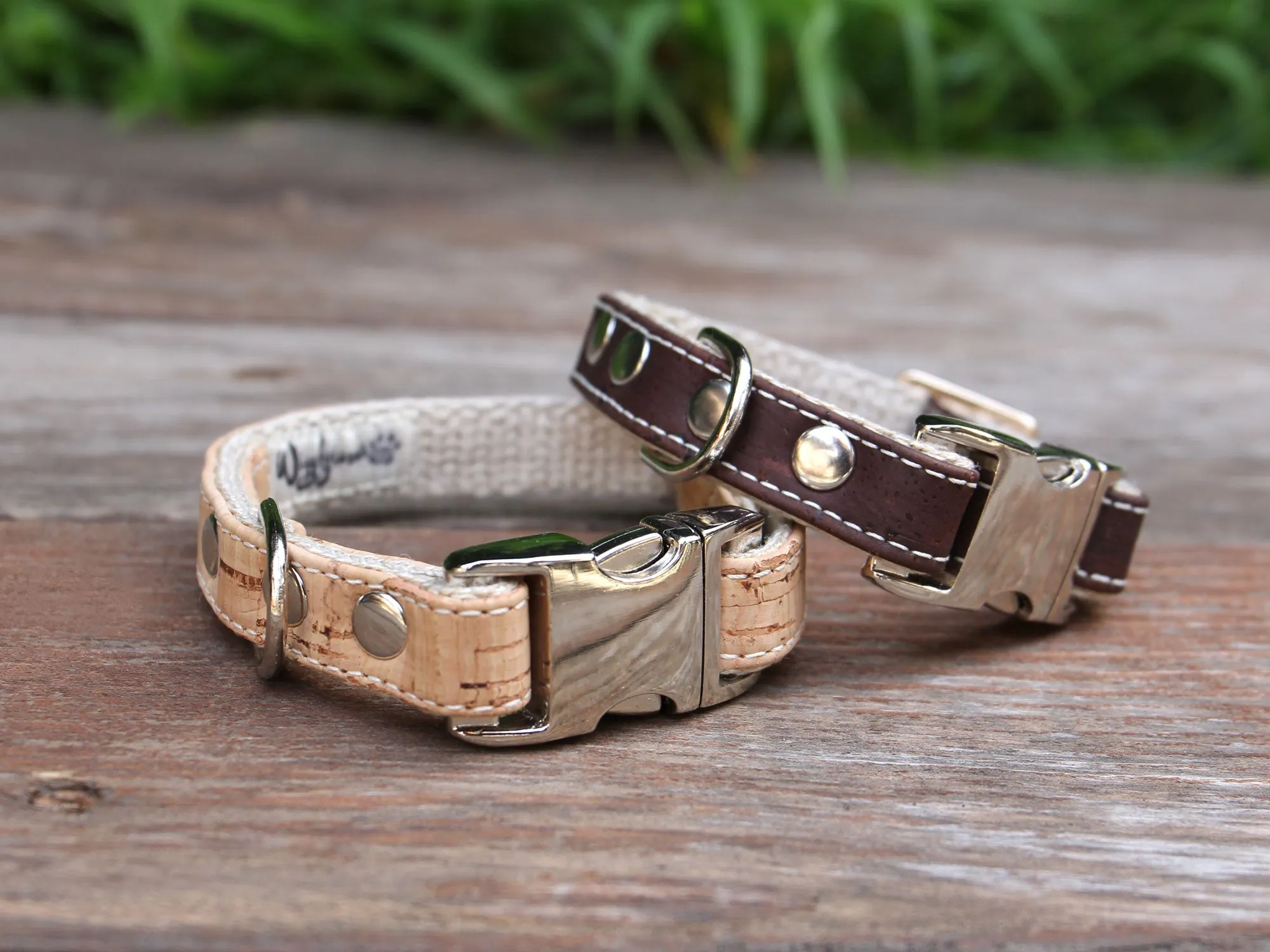 Studded Cork Dog Collar Saddle Brown