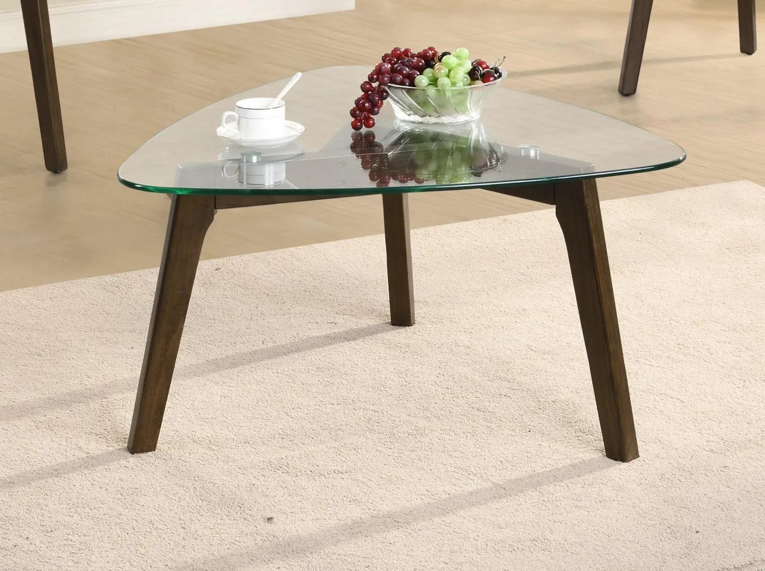 Three-legged Simple Glass Top Coffee Table