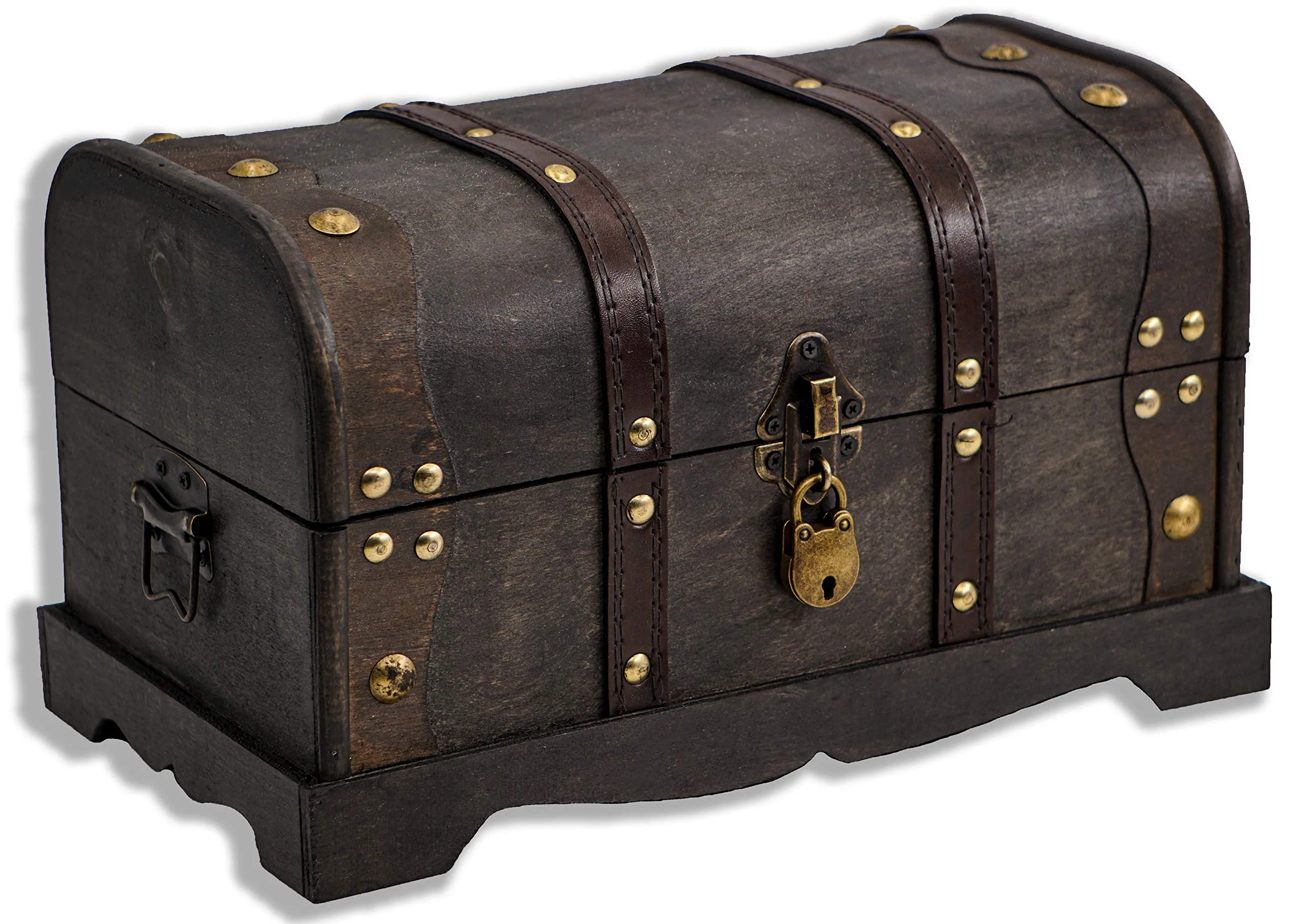 Treasure Chest Large with Lock 15.3''x8.7''x11'' Colonial Style Brown Pirate Chest