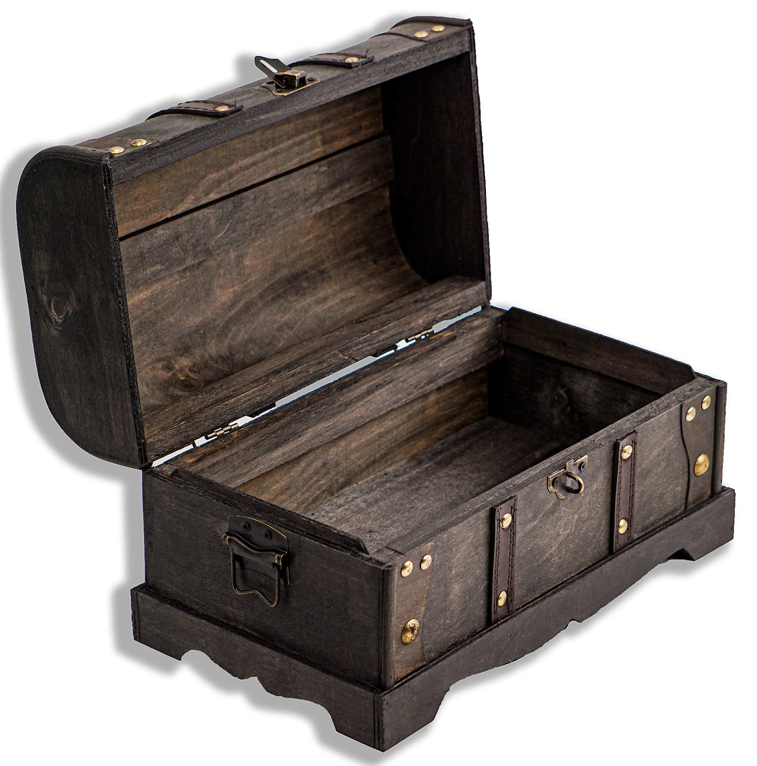 Treasure Chest Large with Lock 15.3''x8.7''x11'' Colonial Style Brown Pirate Chest