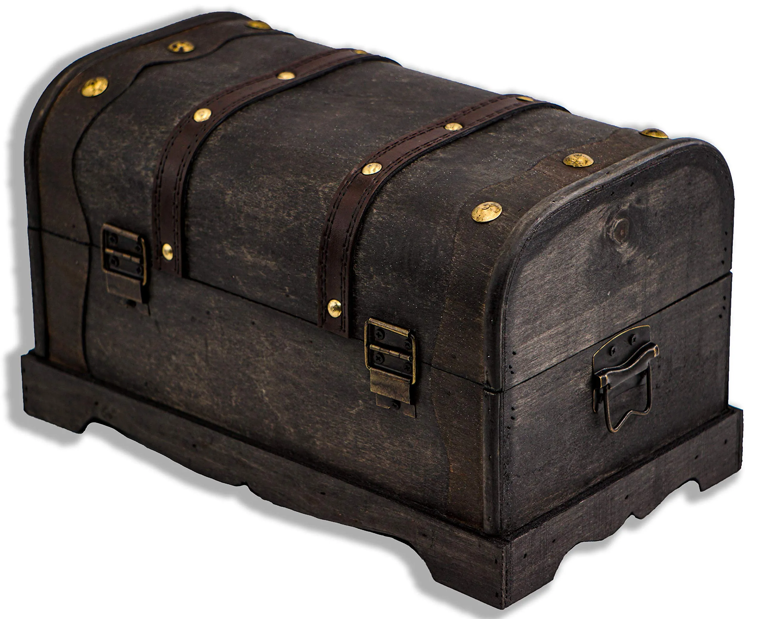 Treasure Chest Large with Lock 15.3''x8.7''x11'' Colonial Style Brown Pirate Chest