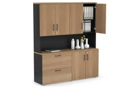 Uniform Small 2 Drawer Lateral File and 2 Door Cupboard - Hutch with Doors