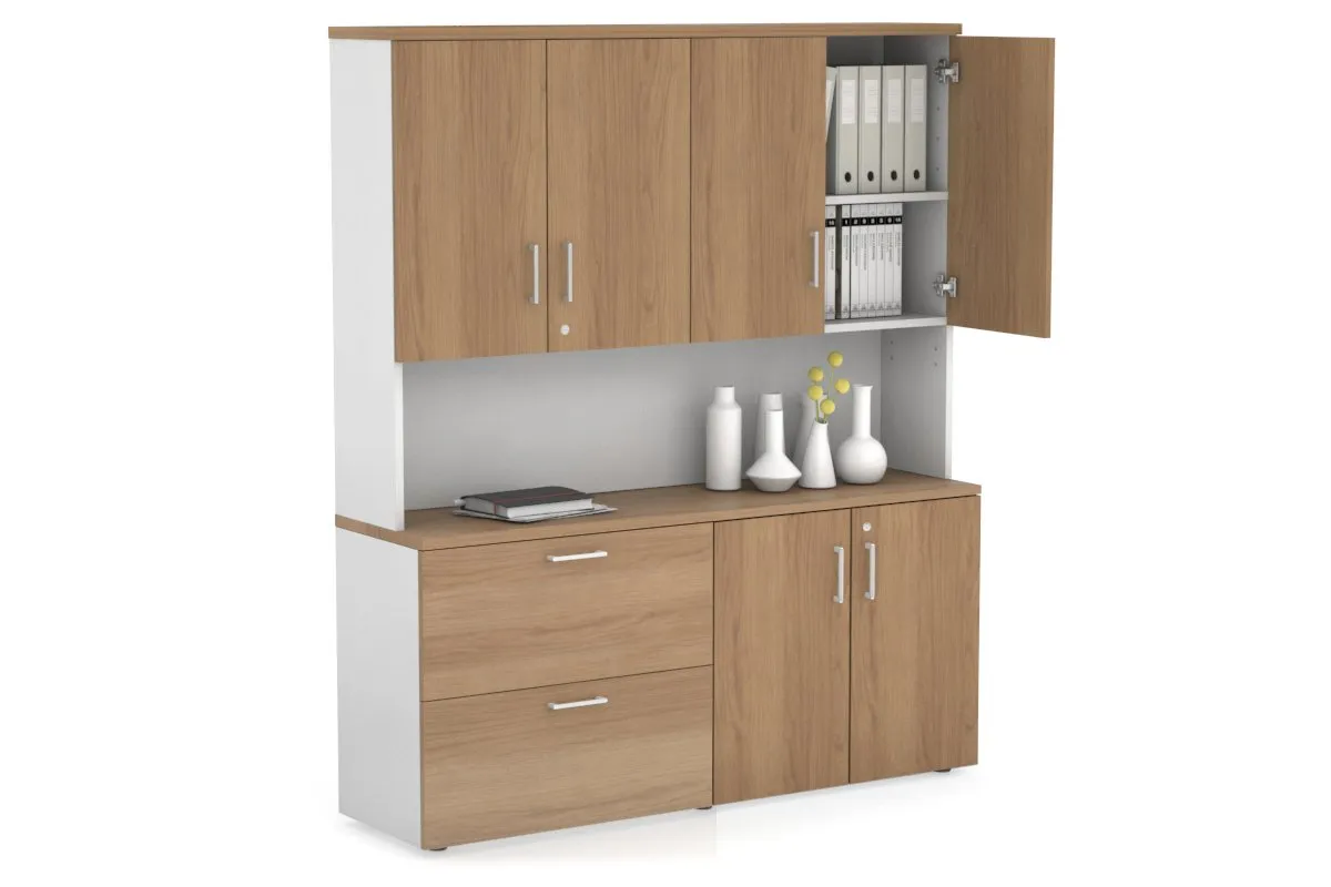 Uniform Small 2 Drawer Lateral File and 2 Door Cupboard - Hutch with Doors