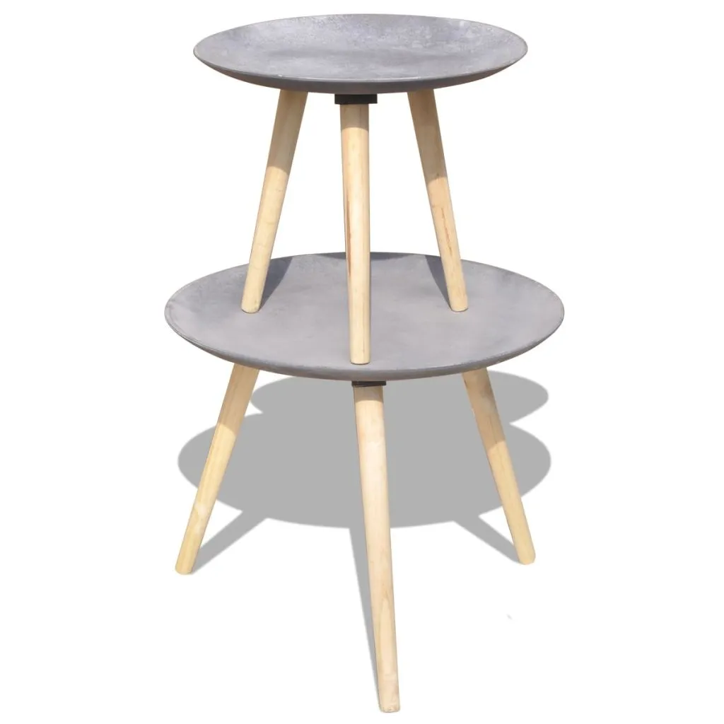 vidaXL Two Piece Side Table/Coffee Table Set 55 cm&44 cm Concrete Grey